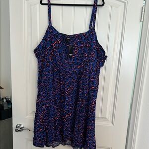 Torrid Blue and Pink Leopard Print Top